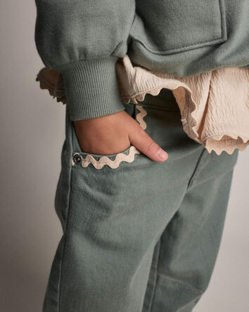Toddler Girl Ric-Rack Cuffed Barrel Pant - Olive, 