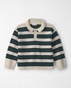 Toddler Boy Organic Cotton Sweater Knit Polo in Stripes, image 1 of 4 slides