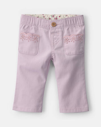 B&eacute;b&eacute; fille - Pantalon jambe droite &agrave; poches festonn&eacute;es - Mauve, 