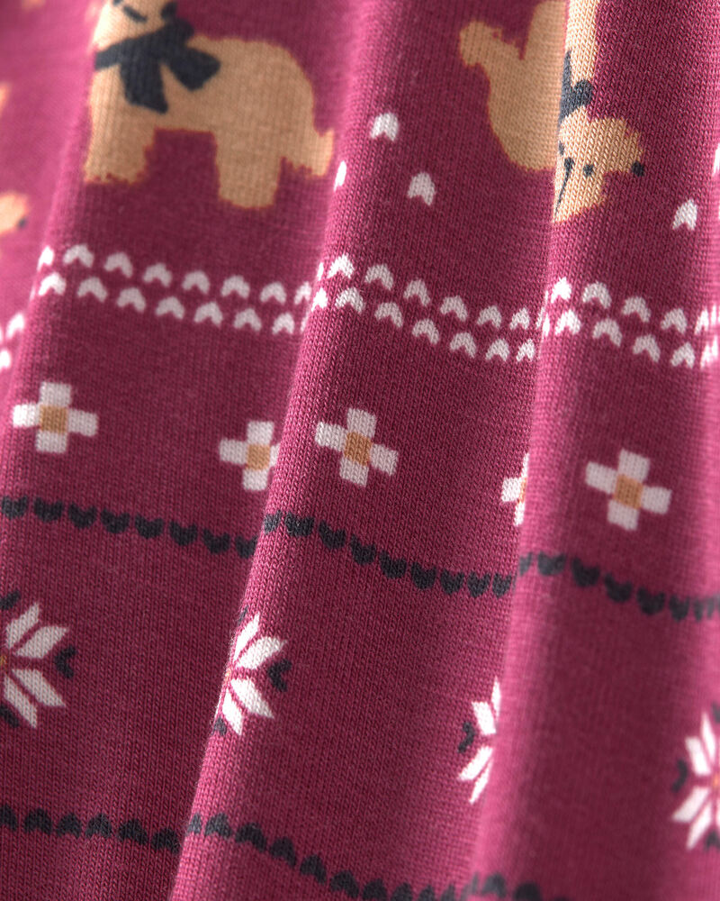 Baby Fair Isle PurelySoft&trade; 2-Way Zip Sleep & Play Pyjamas - Burgundy, image 6 of 9 slides