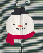 Baby Snowman 100% Cotton 2-Way Zip Sleeper - Green, image 4 of 5 slides