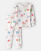 Toddler Girl Monster DreamPlush Long-Sleeve Snug Fit 2-Piece Pyjamas - Ivory, image 1 of 3 slides
