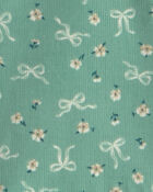 Baby Girl 3-Piece Bow Floral Corduroy Long-Sleeve Dress Set - Green/Cream, image 4 of 6 slides