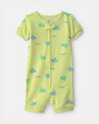 Toddler Boy Submarine 100% Cotton 1-Piece Romper Pyjama - Green, image 1 of 3 slides