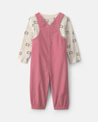 Baby Girl 2-Piece Cat Corduroy Overall Set - Pink, image 2 of 6 slides
