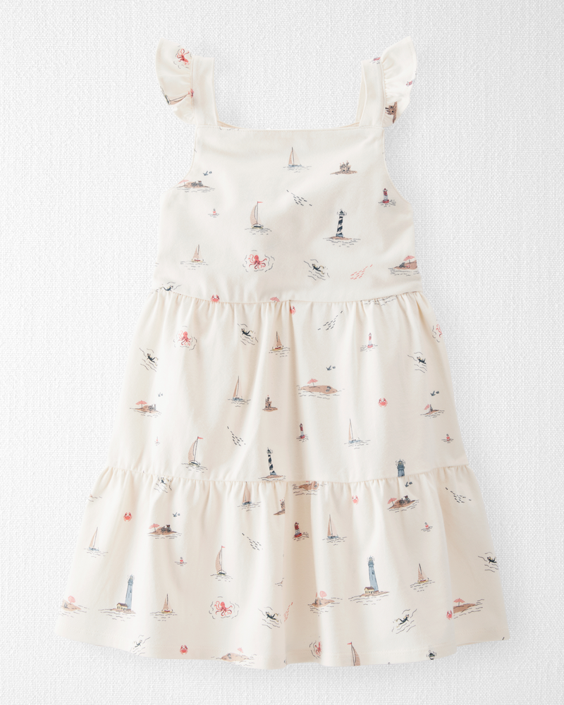 Toddler Organic Cotton Coastal-Print Dress, image 1 of 4 slides