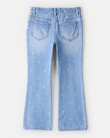 Filles - Jeans &agrave; jambe &eacute;vas&eacute;e d&eacute;lavage moyen &agrave; c&oelig;urs, 