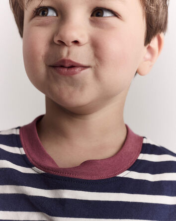 Toddler Striped Short-Sleeve Relaxed Subway Tee - Navy, 