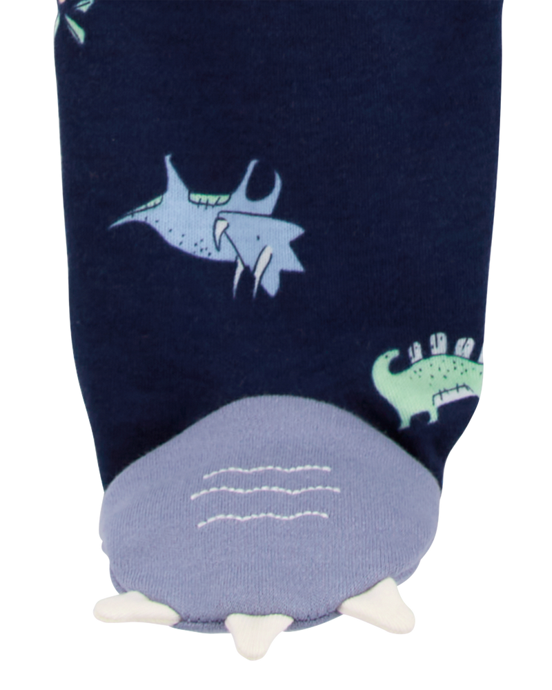 Baby Dinosaur 2-Way Zip Cotton Sleeper, image 3 of 5 slides