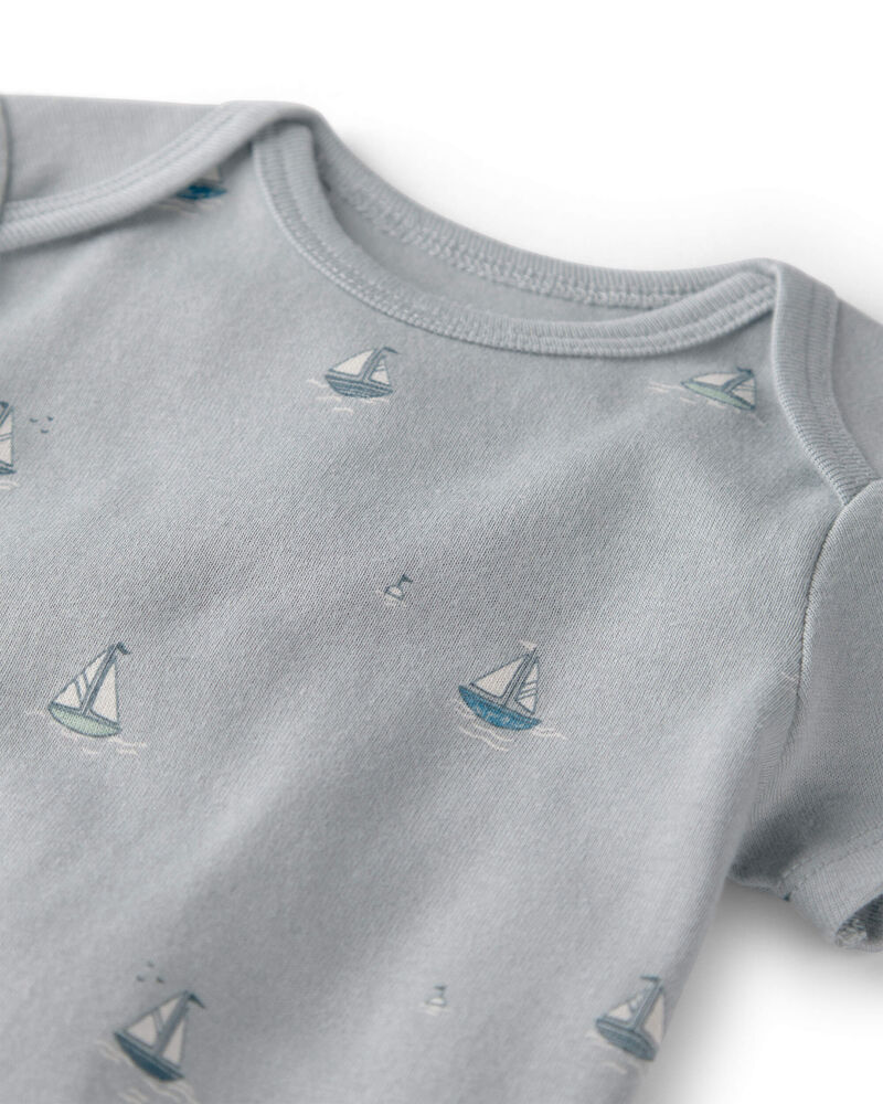 Baby 3-Pack Organic Cotton Bodysuits in Sail Away Print, image 2 of 6 slides