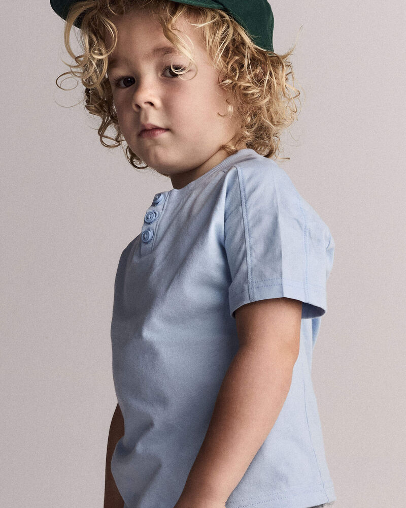 Toddler Boy Henley Tee - Blue, image 5 of 6 slides
