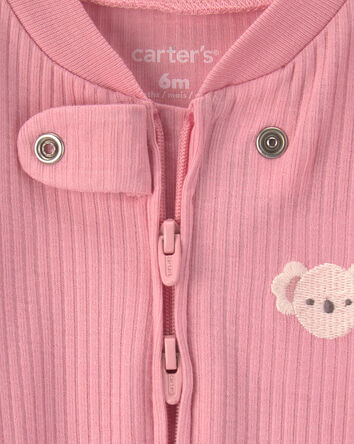 Baby Girl Koala Cotton 2-Way Zip Sleeper - Pink, 