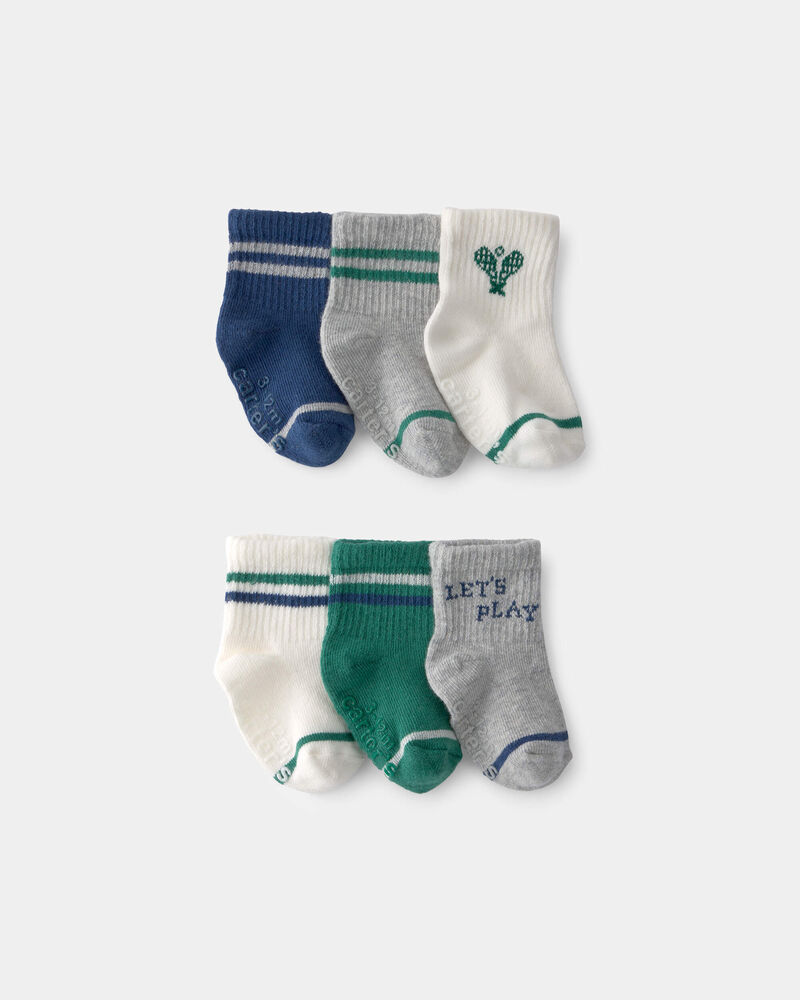 B&eacute;b&eacute; - Emballage 6 paires de chaussettes, pickleball - Vert/Gris, image 1 sur 1 diapositives