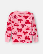 Toddler Girl 2-Piece Bows DreamPlush Snug Fit Pyjama Set - Pink, image 4 of 7 slides