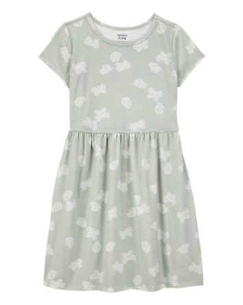 Kid Floral Short-Sleeve Dress - Green, 