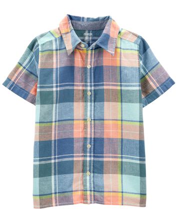Kid LENZING™ ECOVERO™ Plaid Button-Front Shirt, 