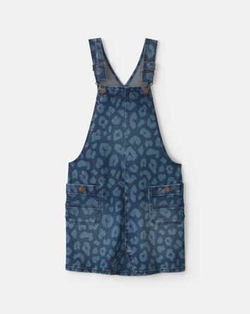 Girls Leopard Denim Skirtall - Dark Wash, 