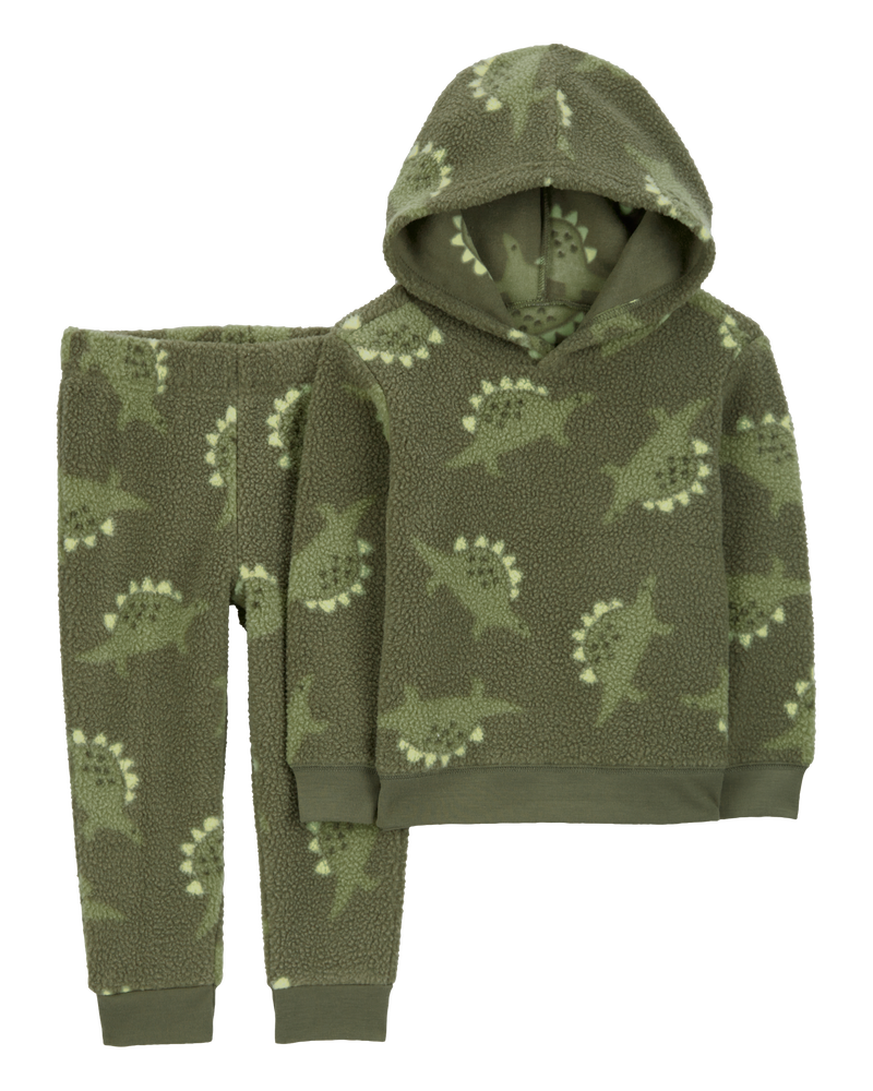 Baby 2-Piece Dinosaur Fleece Hoodie & Pant Set, image 1 of 3 slides