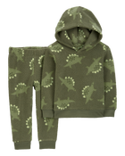 Baby 2-Piece Dinosaur Fleece Hoodie & Pant Set, image 1 of 3 slides