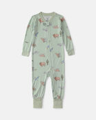 B&eacute;b&eacute; gar&ccedil;on - Pyjama ajust&eacute; 1 pi&egrave;ce PurelySoft &agrave; d&rsquo;animaux - Vert, image 1 sur 7 diapositives