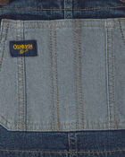 Boys Patched Denim Overalls - Blue, image 3 of 4 slides