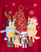 Girls Christmas Bluey&trade; Long-Sleeve Graphic Tee - Red, image 2 of 3 slides
