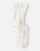 Baby Girl Heart Tights - Pink/White, image 1 of 2 slides