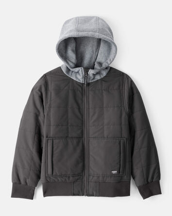 Toddler Boy Boy Mid Weight  Hood Bomber-Phantom/Black, 