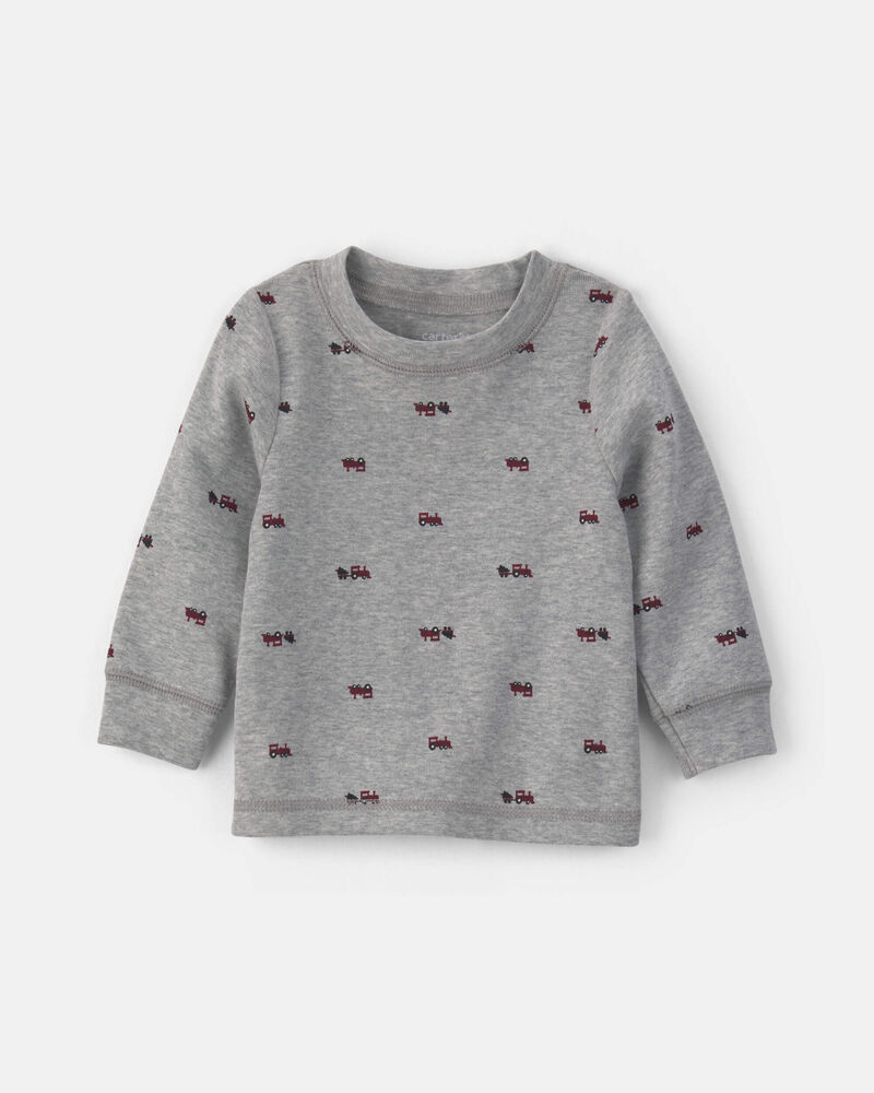 Baby Boy 2-Piece Holiday Corduroy Long-Sleeve Overall Set - Burgundy/Grey, image 3 of 6 slides