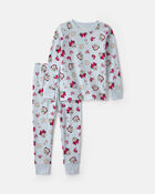 Tout-petit - Pyjama ajust&eacute; 2 pi&egrave;ces en 100 % coton &agrave; motif Disney Mickey Mouse de No&euml;l - Bleu, image 1 sur 2 diapositives