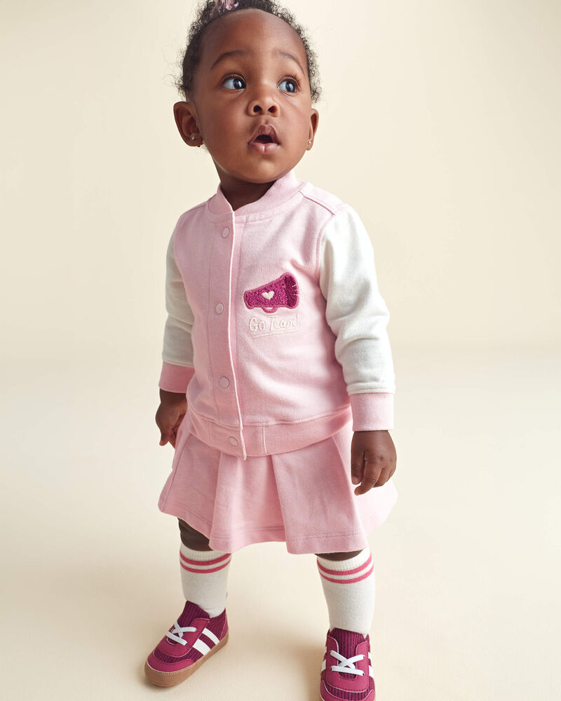 Baby Girl 3-Piece Varsity French Terry Layering Set - Pink, image 2 of 7 slides