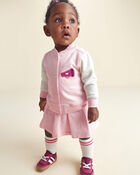 Baby Girl 3-Piece Varsity French Terry Layering Set - Pink, image 2 of 7 slides