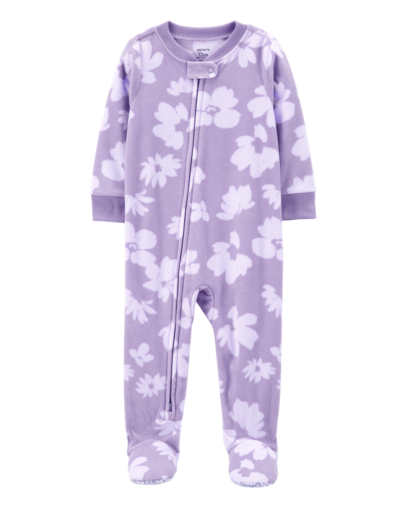Baby 1-Piece Floral Fleece Footie Pyjamas, image 1 of 4 slides