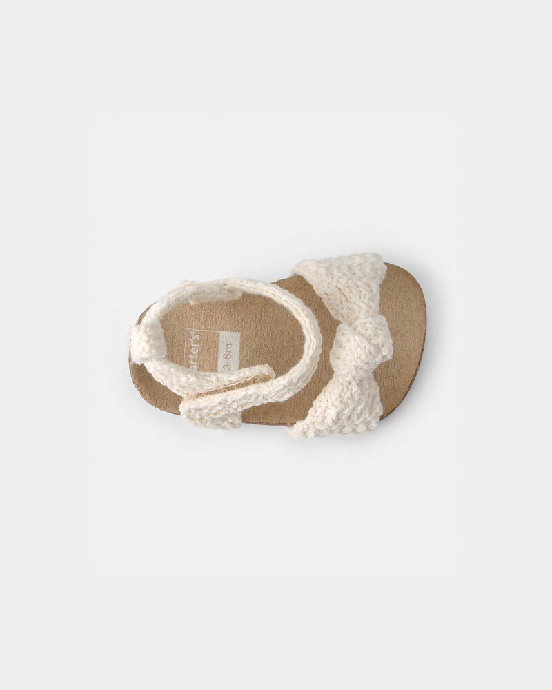 Baby Girl Knit Sandals - Cream, image 4 of 6 slides