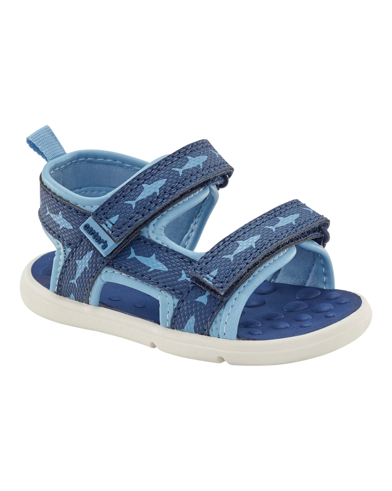 Every Step® First Walker Shark Sandals - Blue, image 1 of 7 slides