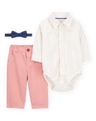 Baby 3-Piece Bowtie Pant Set, image 1 of 4 slides