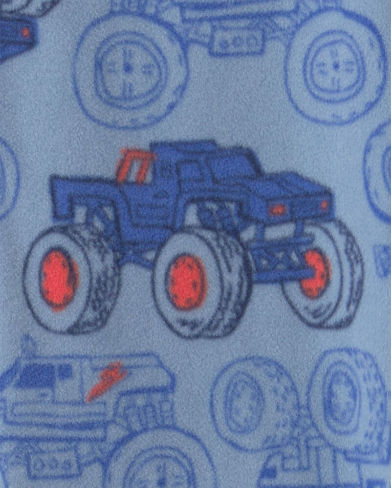 Boys Monster Truck Fleece Loose Fit 1-Piece Pyjama - Blue, image 3 of 4 slides
