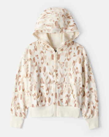 Filles - Blouson à manches longues et capuchon avec fermeture à glissière – Crème, 