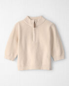 Baby Organic Cotton Zip-Up Jacket in Cream, image 1 of 4 slides