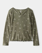 Kid Ribbed Butterfly Print Long-Sleeve Shirt - Olive
, image 1 of 3 slides