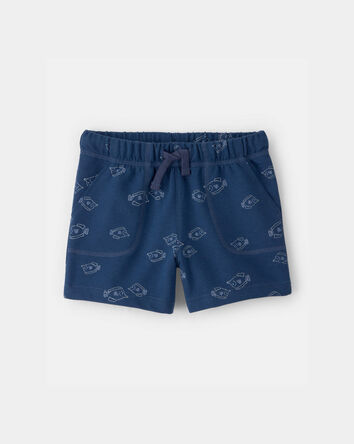 Toddler Boy Fish French Terry Shorts - Blue, 