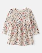 Baby Girl Floral Long-Sleeve Knit Dress - Cream, image 1 of 4 slides