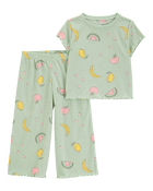 Tout-petit fille - Pyjama 2 pièces décontracté imprimé de fruits - Vert, image 1 sur 4 diapositives