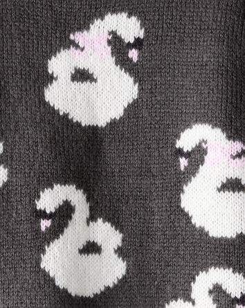 Toddler Girl Swan Sweater - Black, 