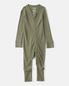 Baby Boy Solid 2-Way Zip PurelySoft Sleeper - Green, image 1 of 8 slides