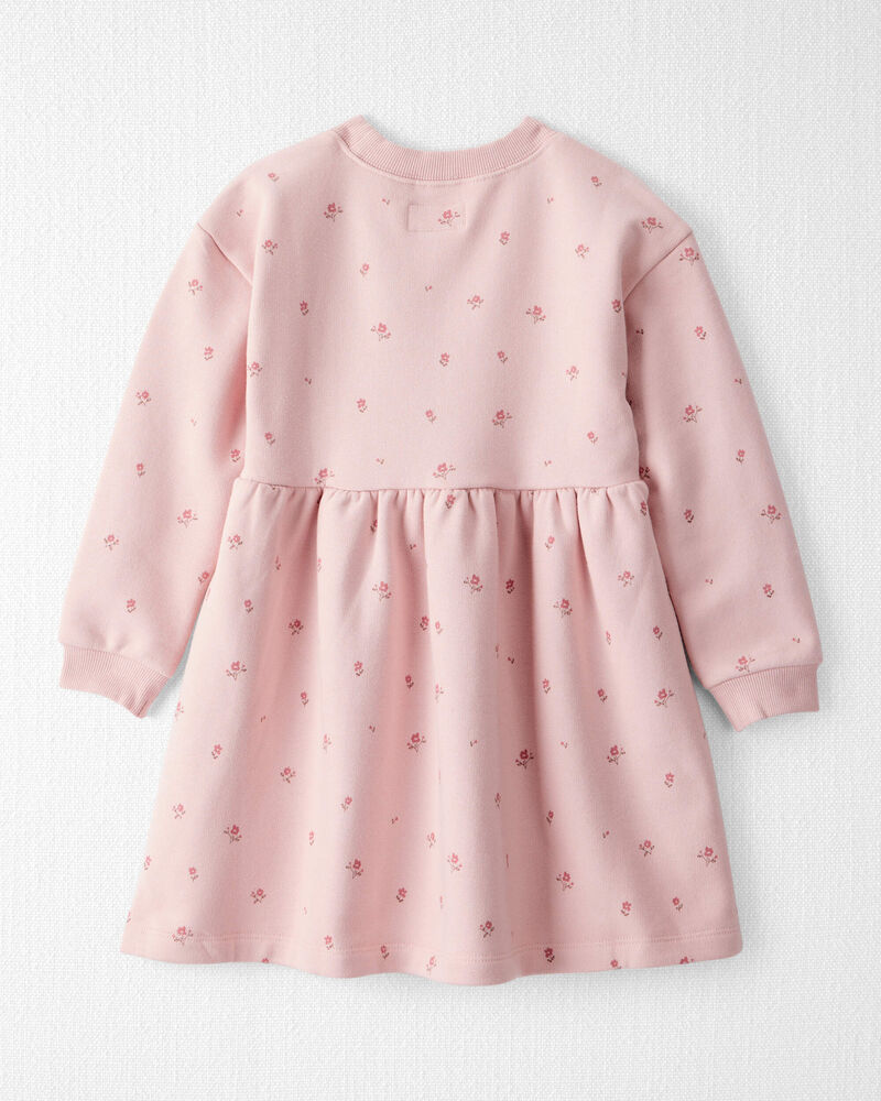 Toddler Girl French Terry Dress Made with Organic Cotton in Blush Petals Print, image 2 of 5 slides