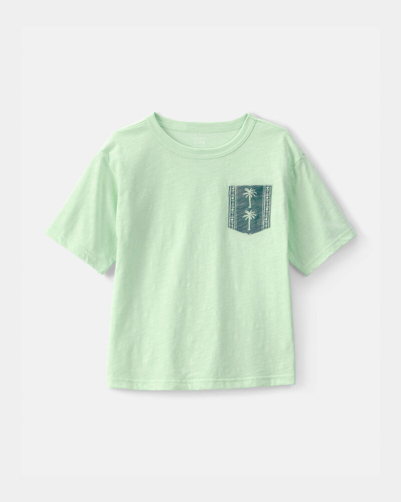 Gar&ccedil;ons - T-shirt &agrave; poche d&eacute;cor&eacute;e de palmiers - Vert, image 1 sur 2 diapositives