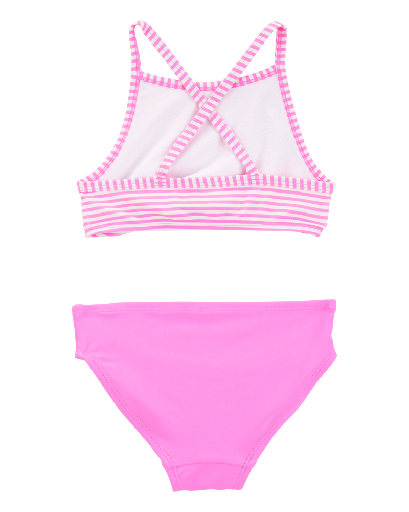 Toddler Girl 3-Piece Tropical Flamingo Print Rashguard Swim Set, image 2 of 5 slides