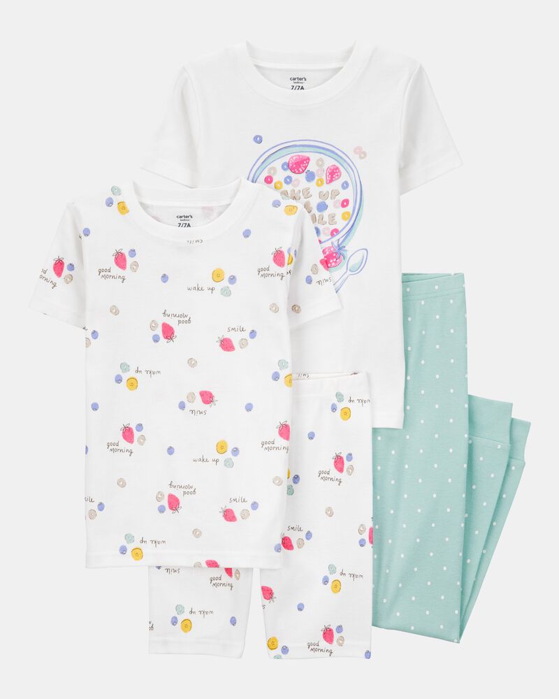 Girls 4-Piece Breakfast Cereal 100% Snug Fit Cotton Pyjamas, image 1 of 4 slides