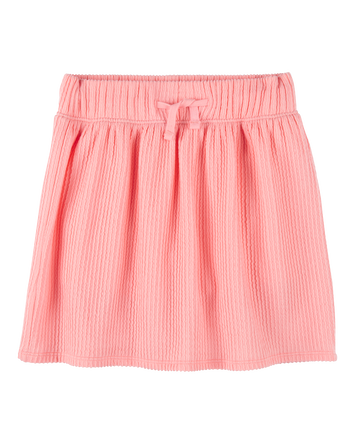 Kid Ribbed Textured Drawstring Skort - Orange, 